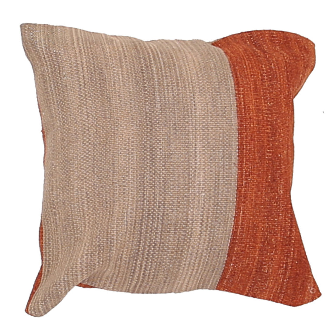 Hand Made Modern Stripe Wool & Cotton Pillow - 1'4'' x 1'4''