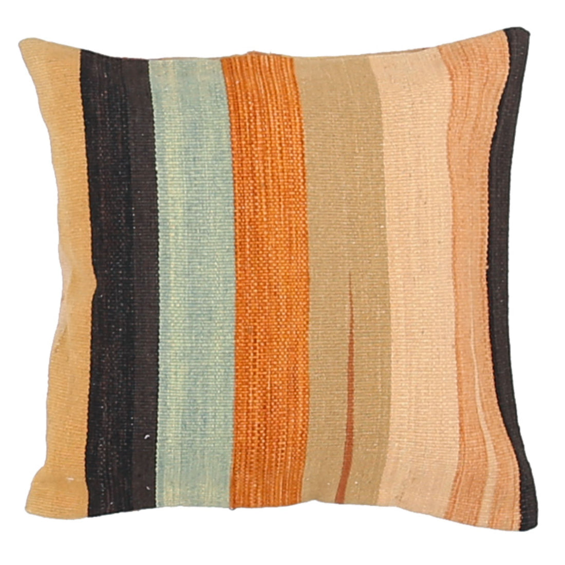 Hand Made Modern Stripe Wool & Cotton Pillow - 1'4'' x 1'4''