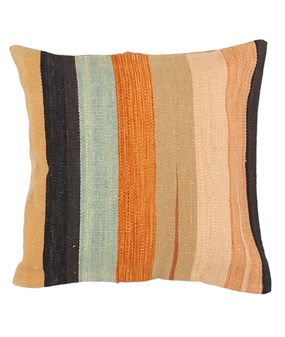 Hand Made Modern Stripe Wool & Cotton Pillow - 1'4'' x 1'4''