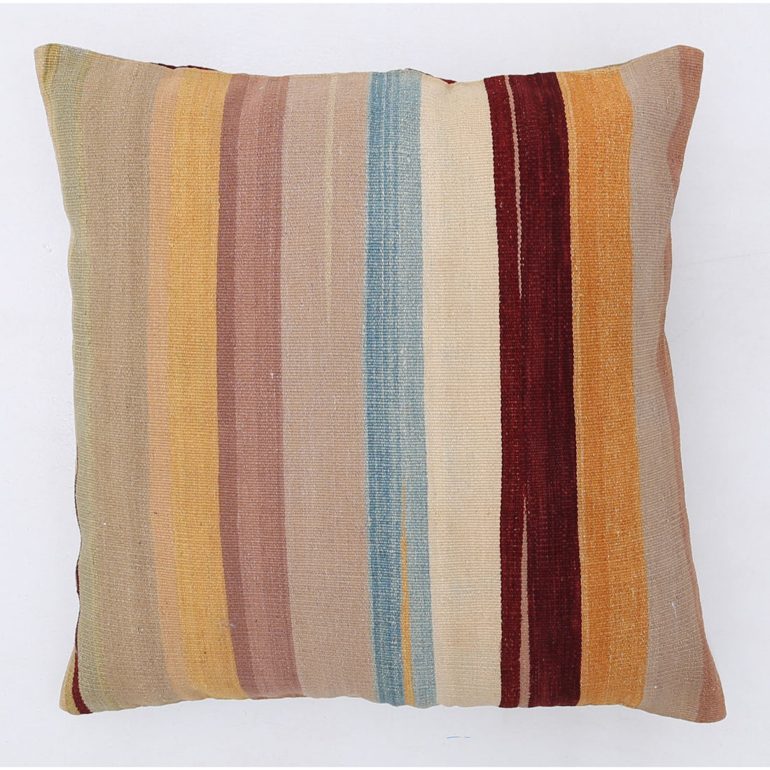 Hand Made Modern Stripe Wool & Cotton Pillow - 2'2'' x 2'2''