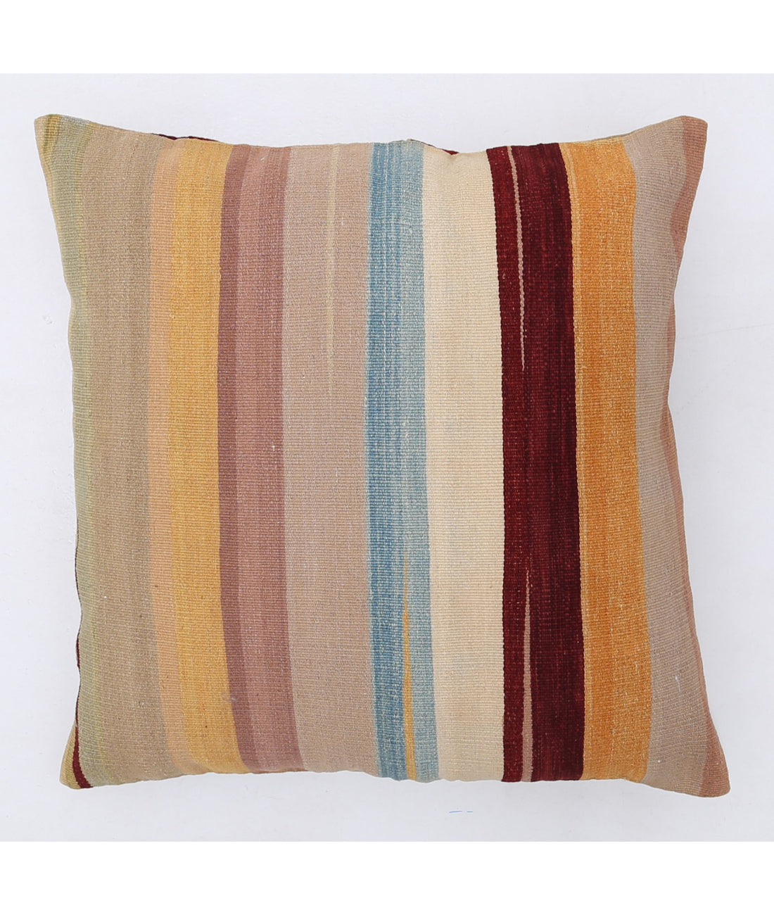 Hand Made Modern Stripe Wool & Cotton Pillow - 2'2'' x 2'2''