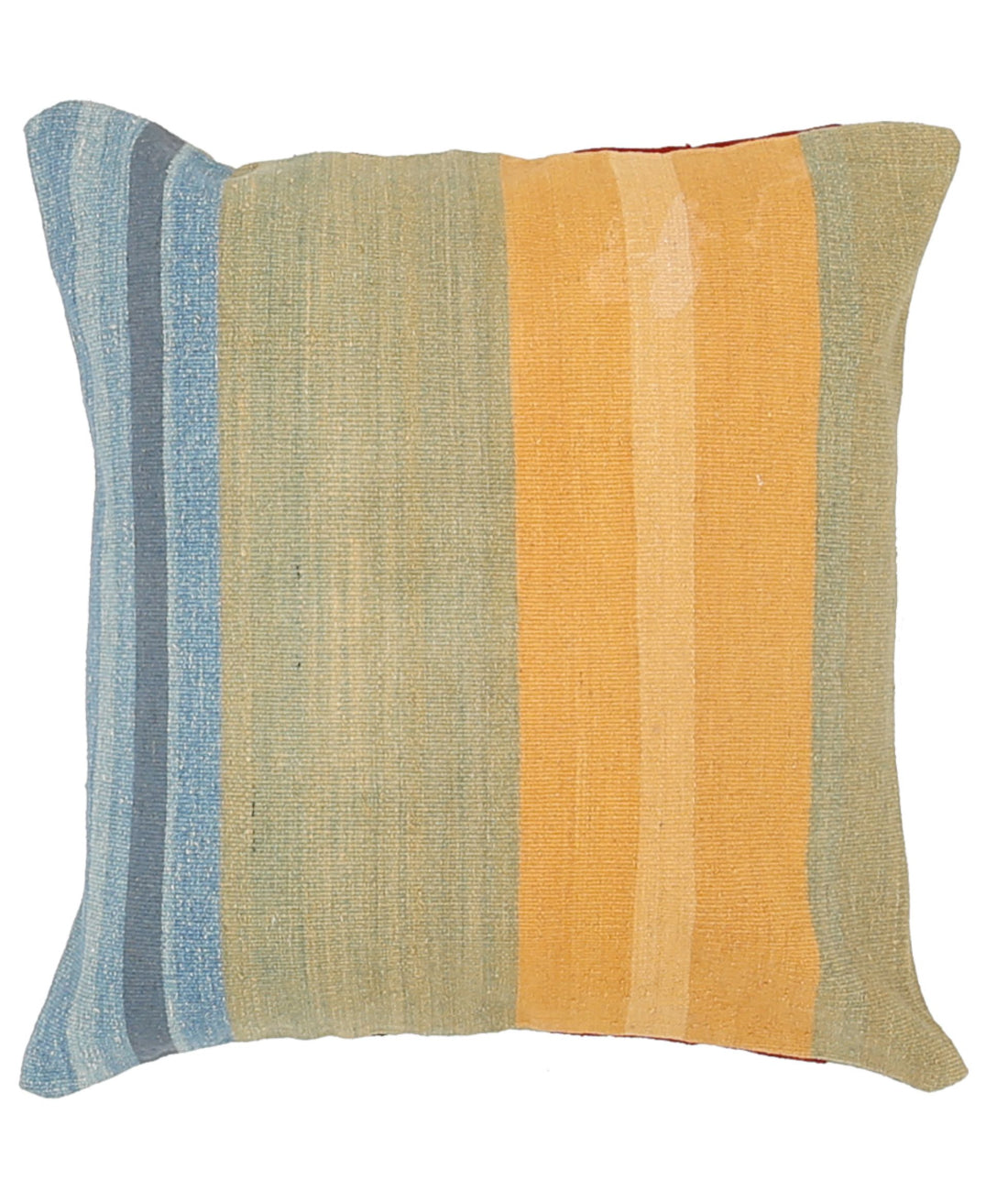 Almohada de lana y algodón a rayas moderna hecha a mano - 2'2'' x 2'2''