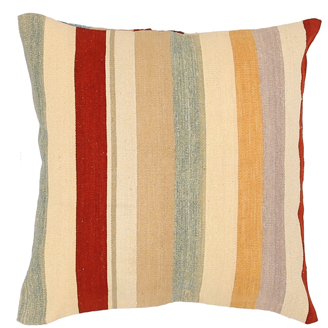 Hand Made Modern Stripe Wool & Cotton Pillow - 2'2'' x 2'2''