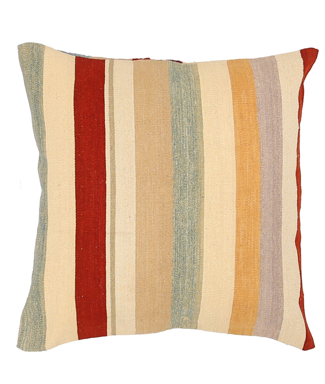Hand Made Modern Stripe Wool & Cotton Pillow - 2'2'' x 2'2''