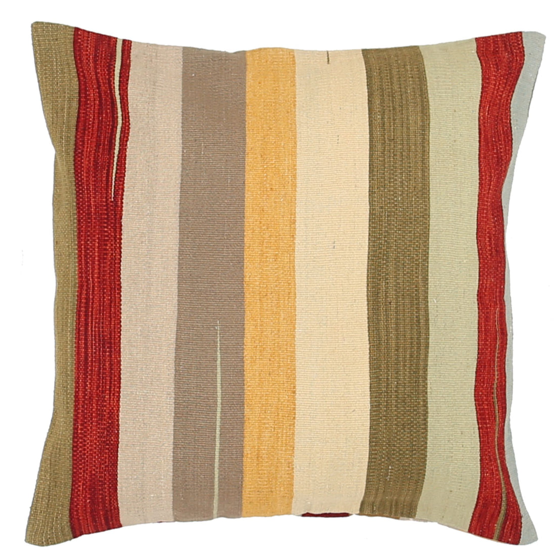Hand Made Modern Stripe Wool & Cotton Pillow - 2'2'' x 2'2''