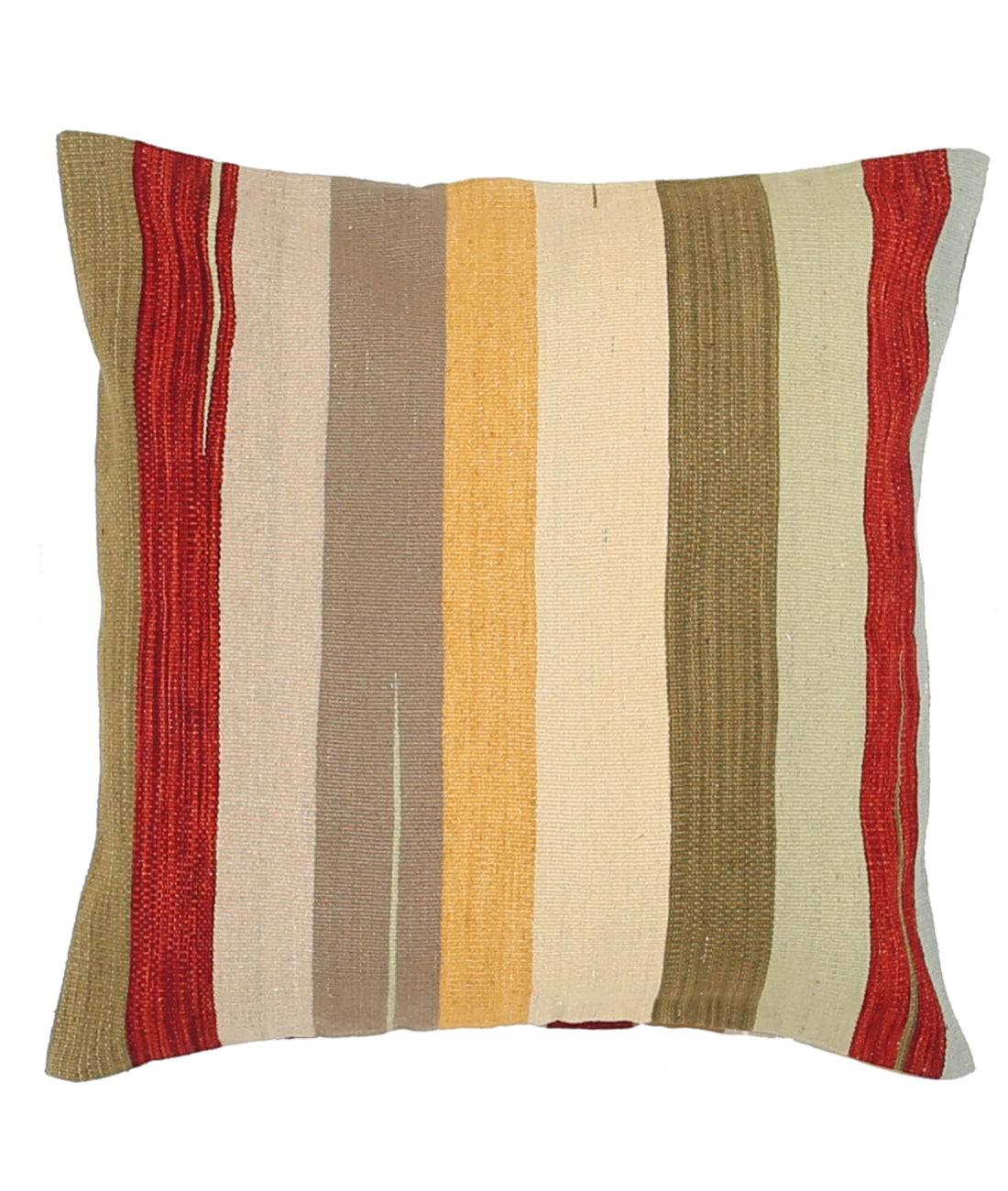 Hand Made Modern Stripe Wool & Cotton Pillow - 2'2'' x 2'2''