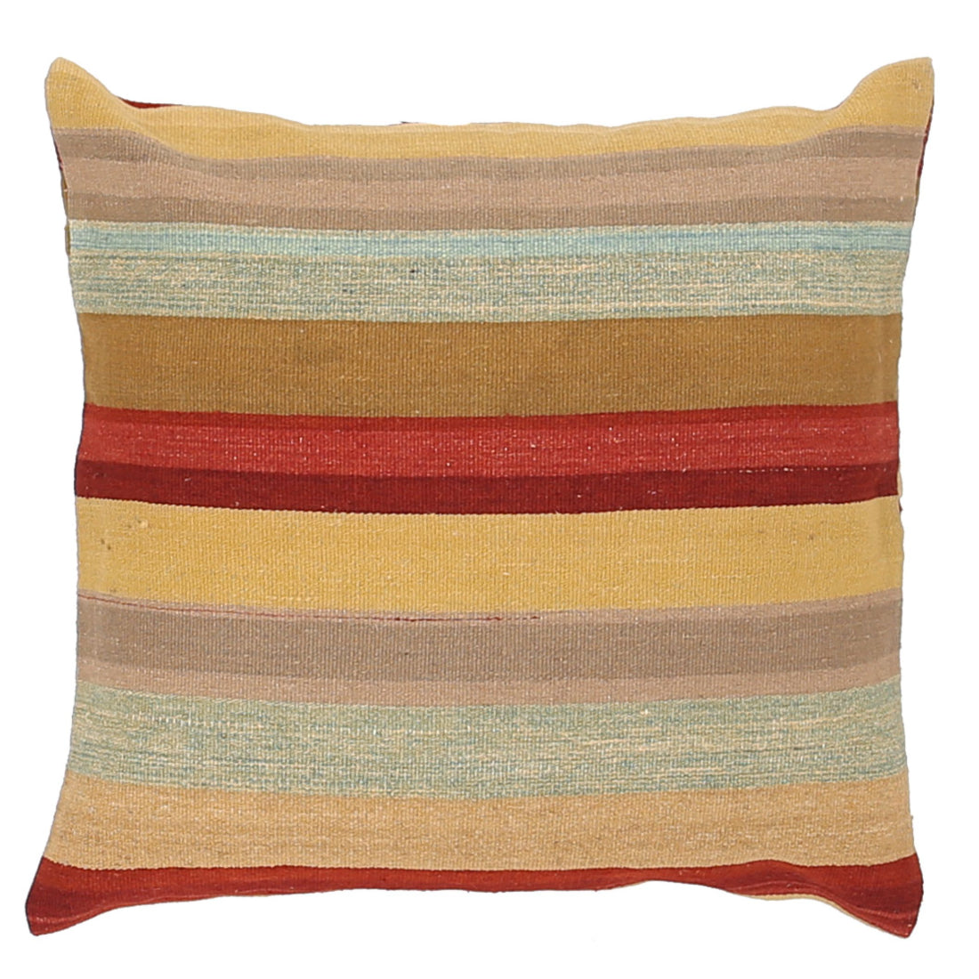 Hand Made Modern Stripe Wool & Cotton Pillow - 2'2'' x 2'2''