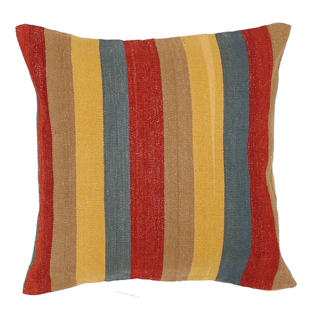 Almohada de lana y algodón a rayas moderna hecha a mano - 2'2'' x 2'2''