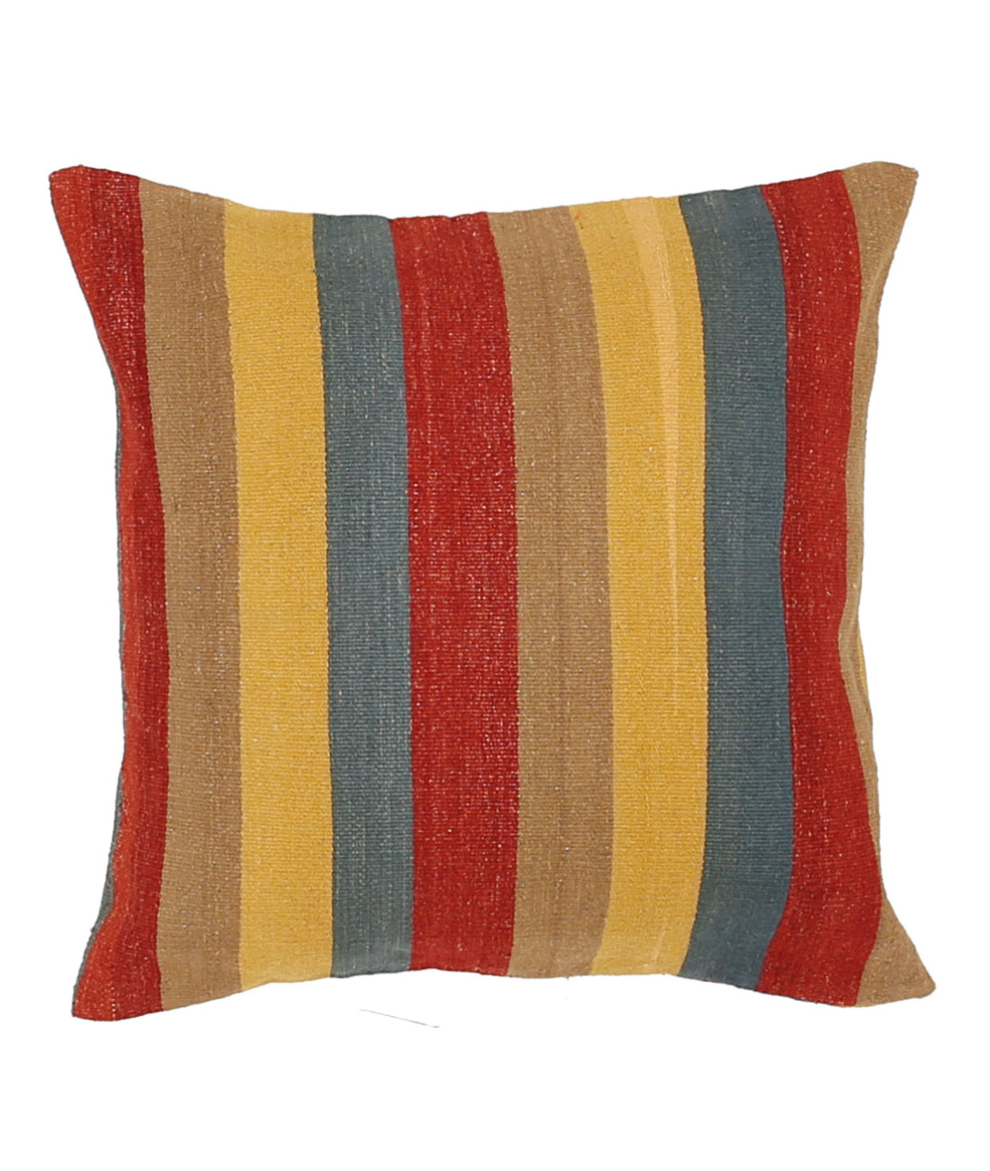 Almohada de lana y algodón a rayas moderna hecha a mano - 2'2'' x 2'2''