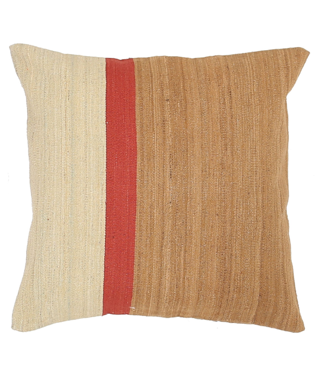 Almohada de lana y algodón a rayas moderna hecha a mano - 2'2'' x 2'2''