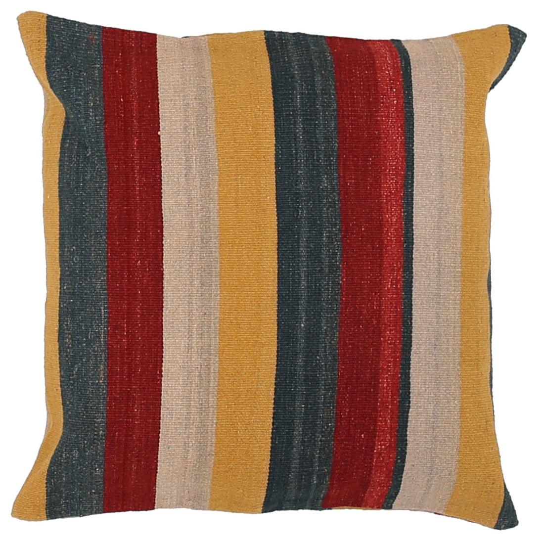 Hand Made Modern Stripe Wool & Cotton Pillow - 2'2'' x 2'2''