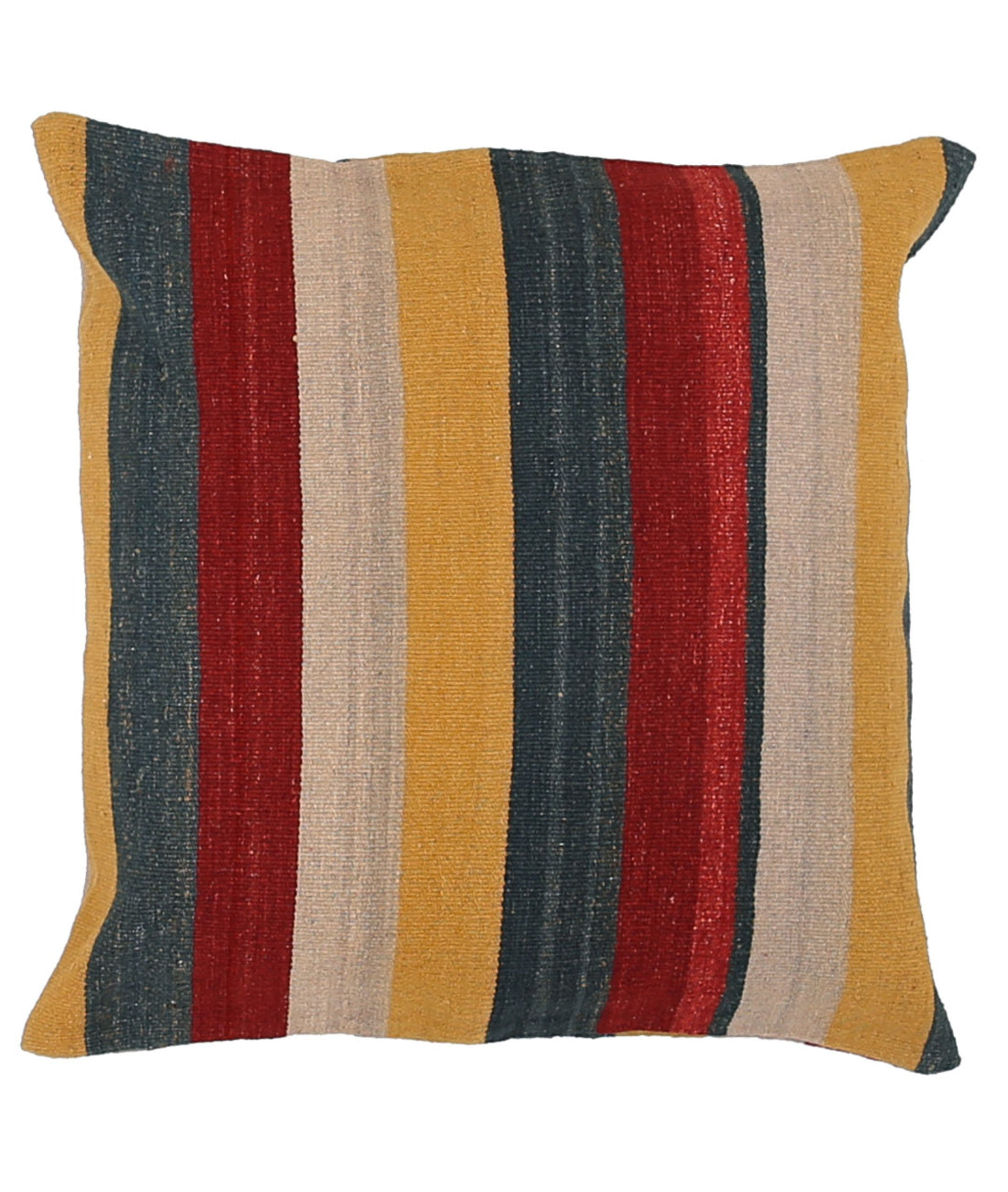 Hand Made Modern Stripe Wool & Cotton Pillow - 2'2'' x 2'2''
