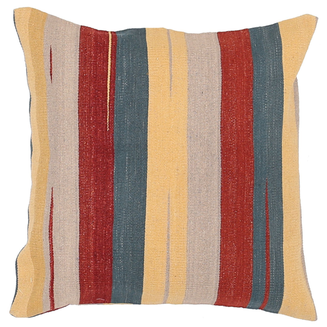 Hand Made Modern Stripe Wool & Cotton Pillow - 2'2'' x 2'2''