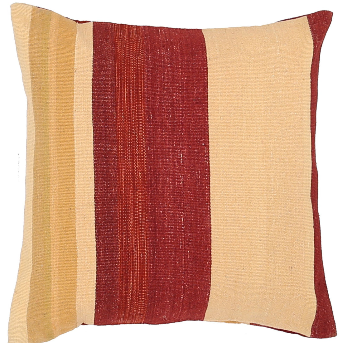 Hand Made Modern Stripe Wool & Cotton Pillow - 2'2'' x 2'2''