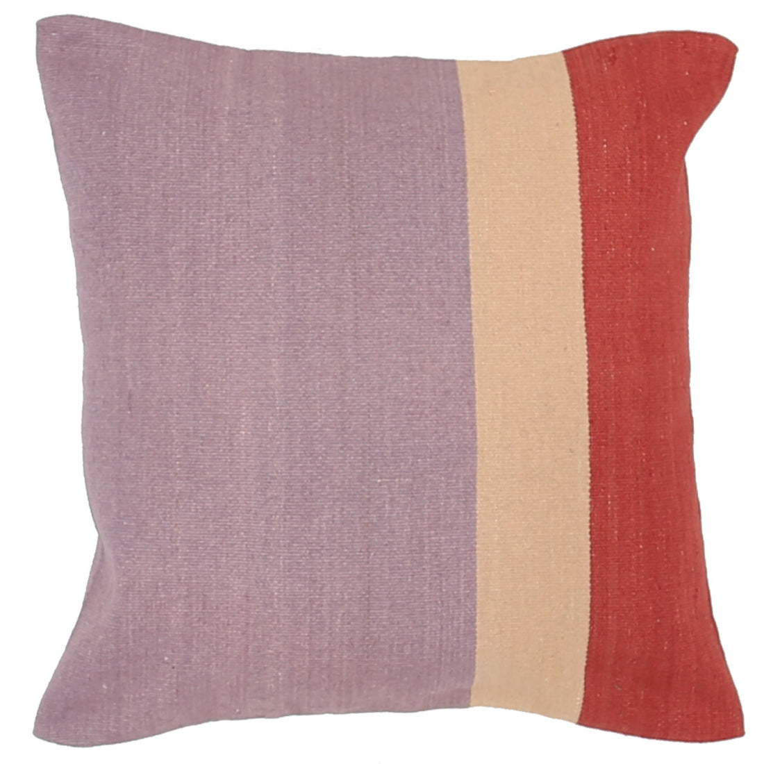 Hand Made Modern Stripe Wool & Cotton Pillow - 2'2'' x 2'2''