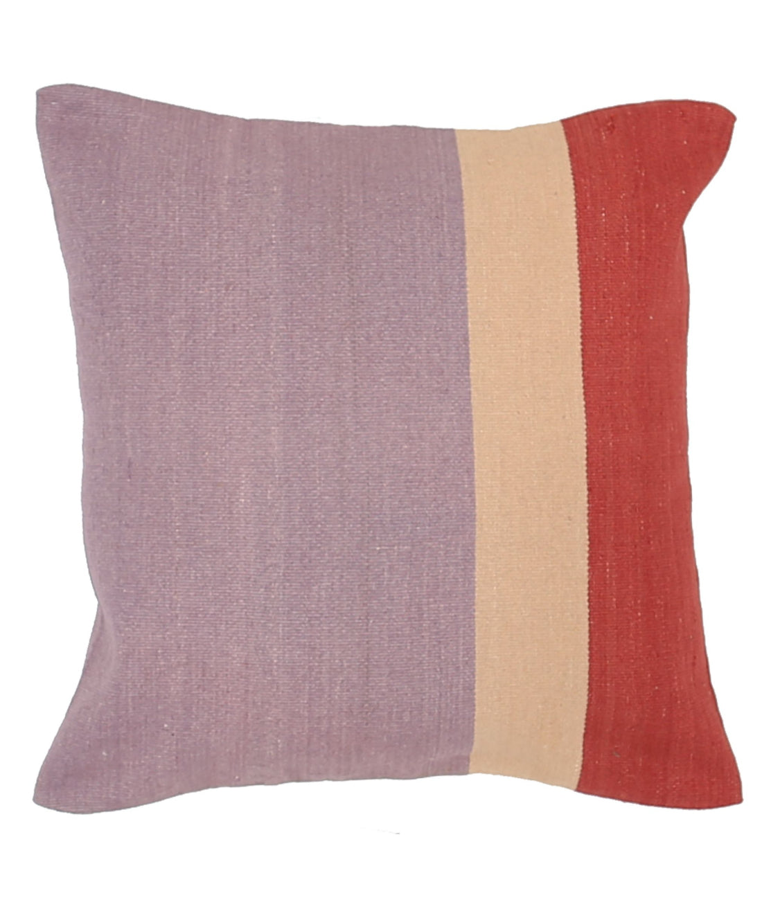 Hand Made Modern Stripe Wool & Cotton Pillow - 2'2'' x 2'2''