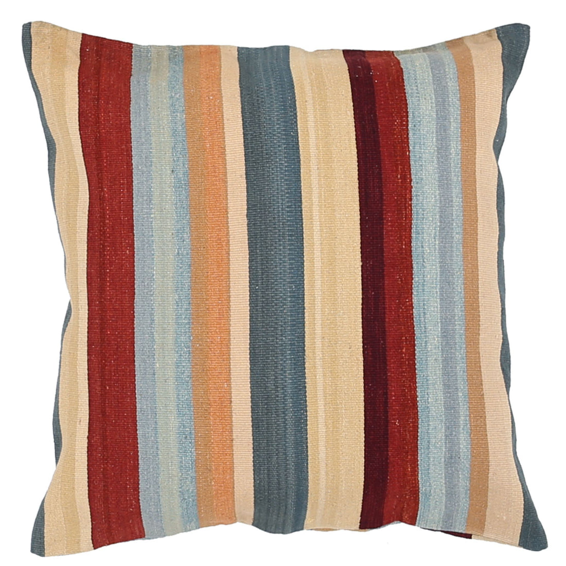 Hand Made Modern Stripe Wool & Cotton Pillow - 2'2'' x 2'2''