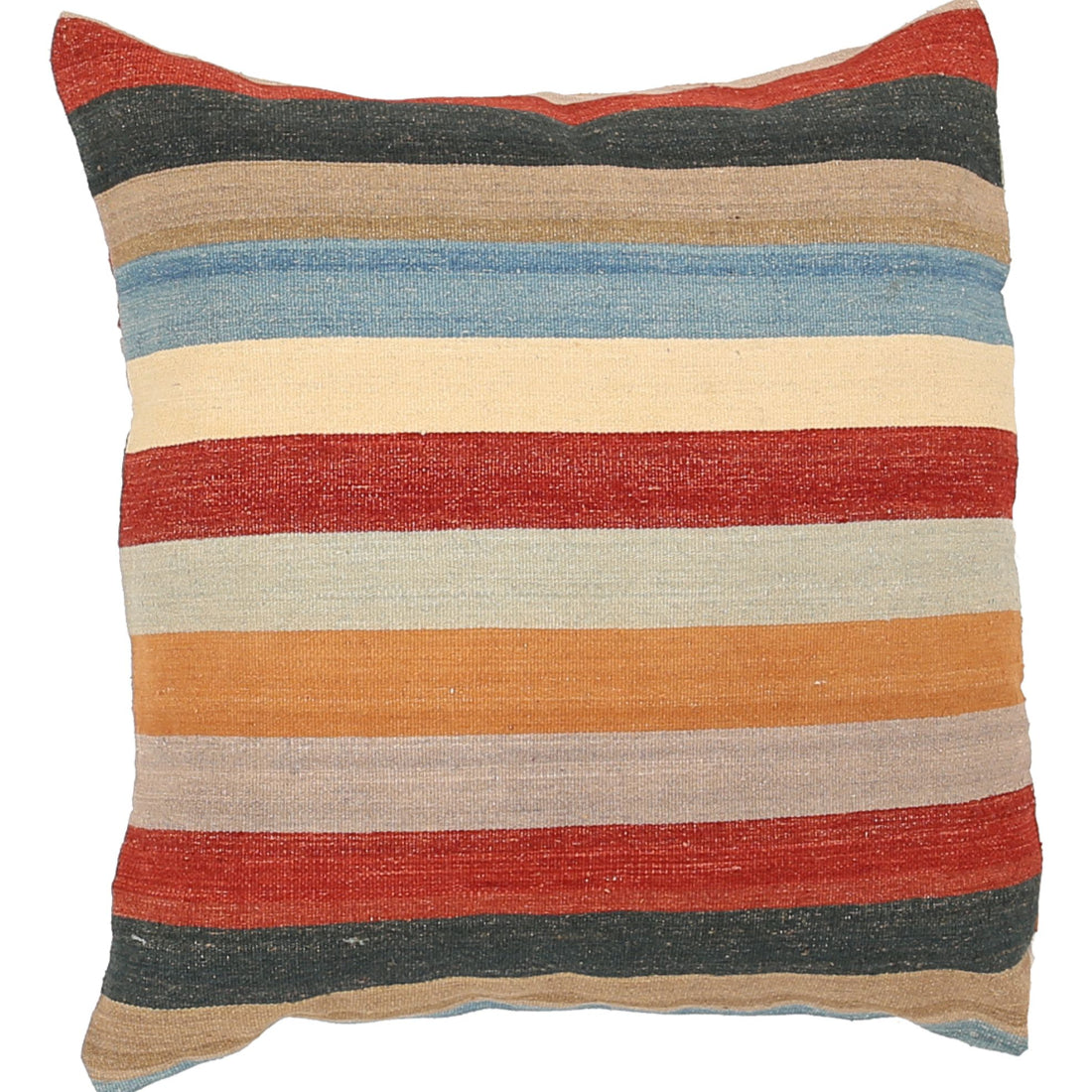 Hand Made Modern Stripe Wool & Cotton Pillow - 3'0'' x 3'0''