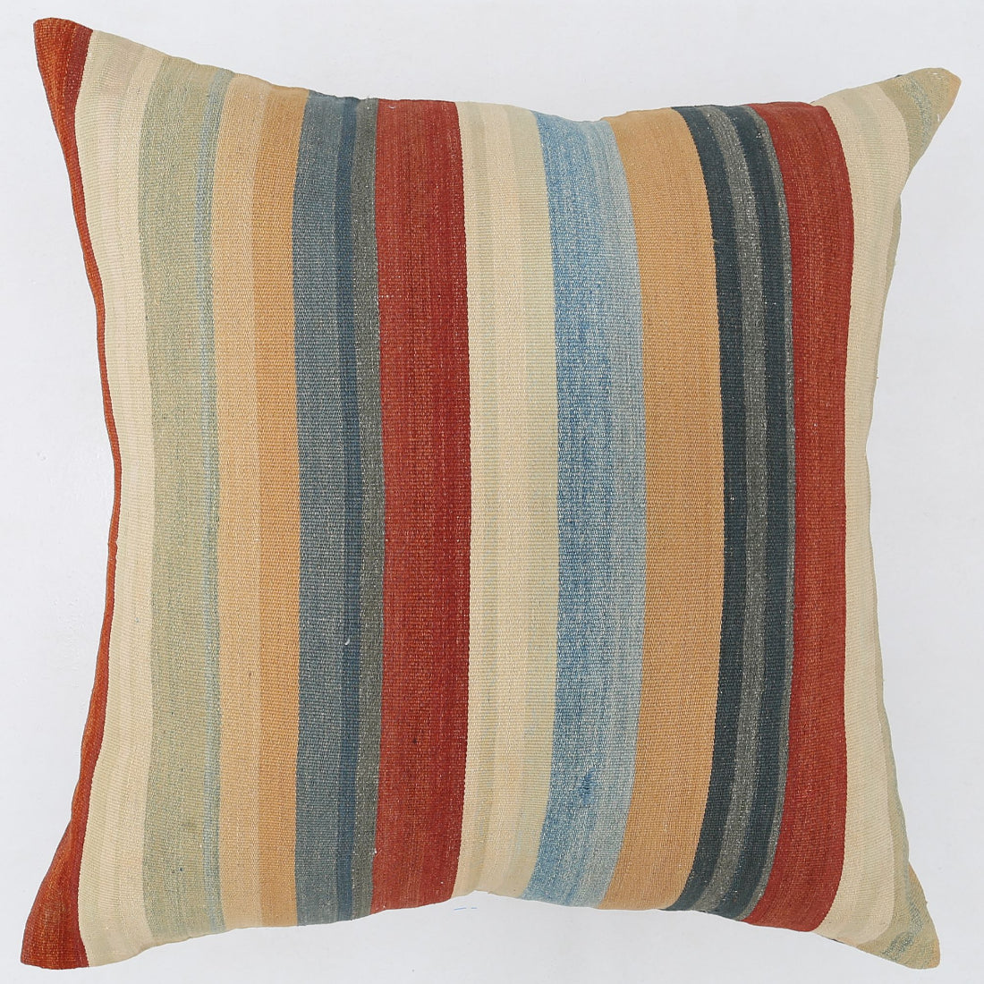 Hand Made Modern Stripe Wool & Cotton Pillow - 3'0'' x 3'0''