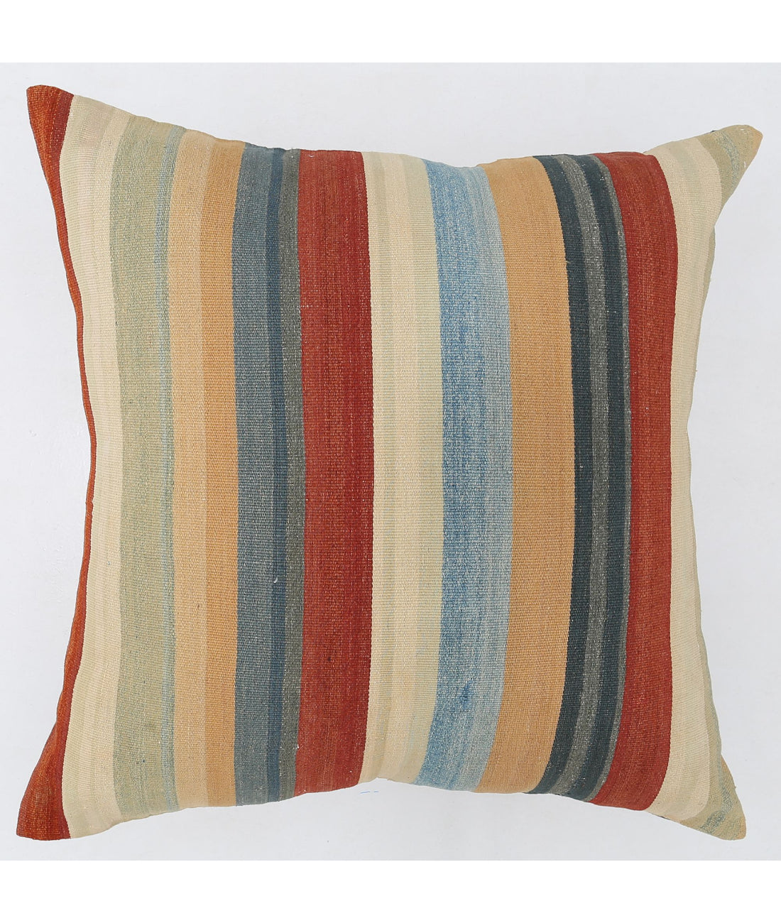 Hand Made Modern Stripe Wool & Cotton Pillow - 3'0'' x 3'0'' 3'0'' x 3'0'' (90 X 90) / Multi / Multi