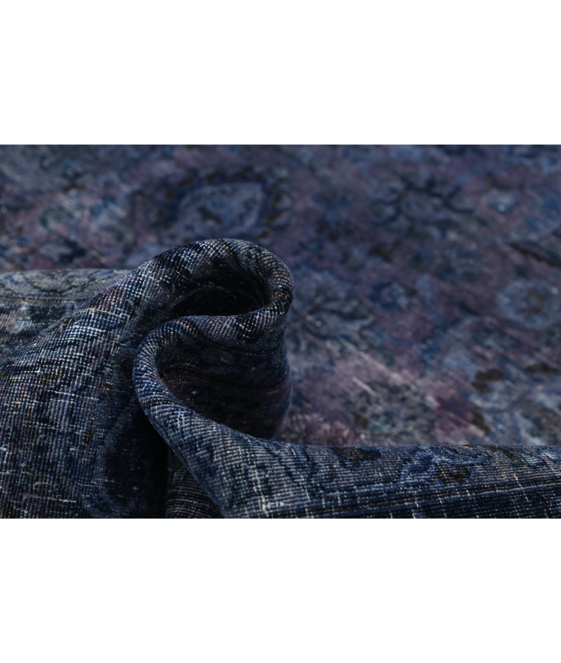 Hand Knotted Transitional Vintage Overdye Tabriz Wool Rug - 9'9'' x 12'10'' 9'9'' x 12'10'' (293 X 385) / Purple / Blue