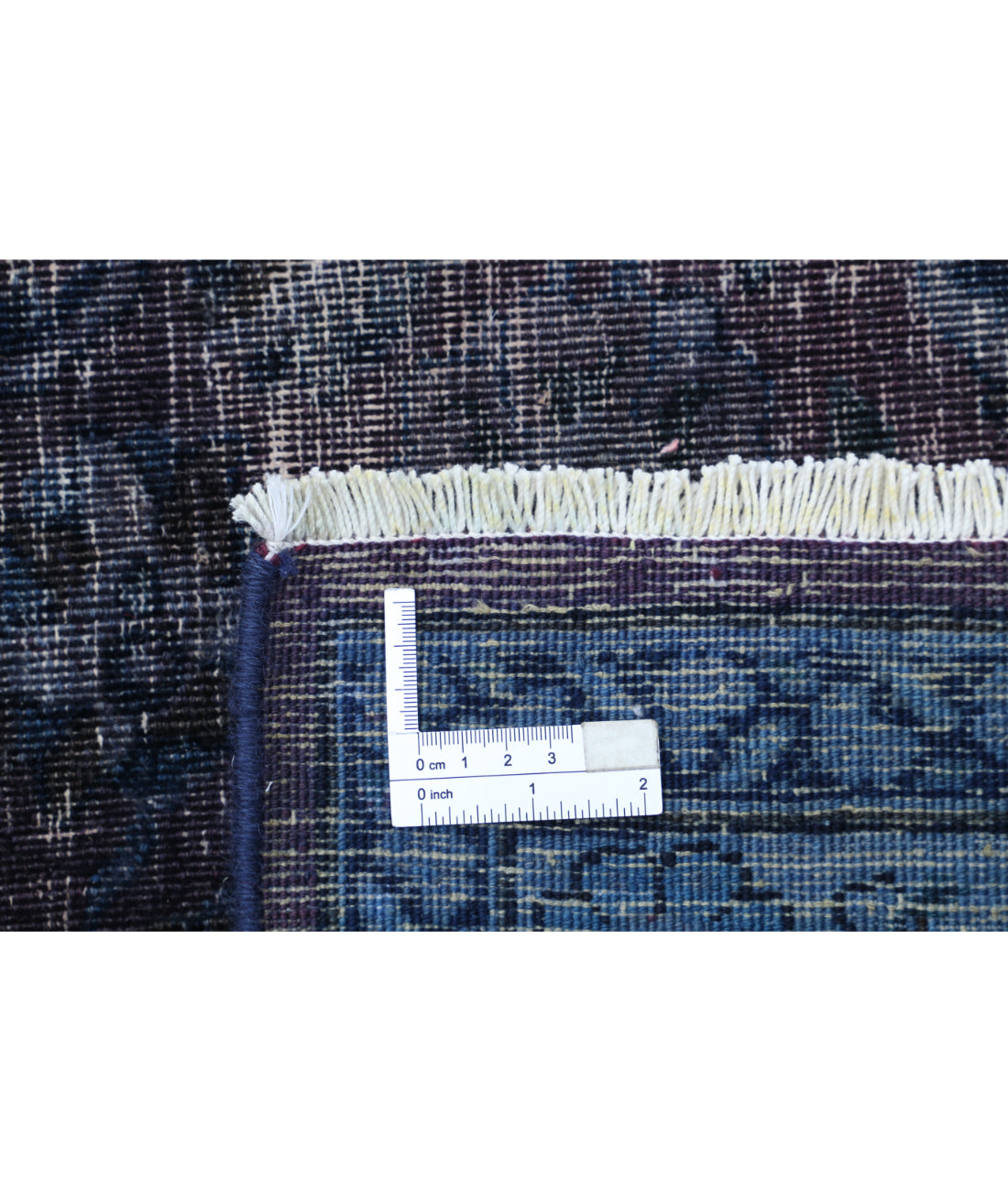 Hand Knotted Transitional Vintage Overdye Tabriz Wool Rug - 9'9'' x 12'10'' 9'9'' x 12'10'' (293 X 385) / Purple / Blue