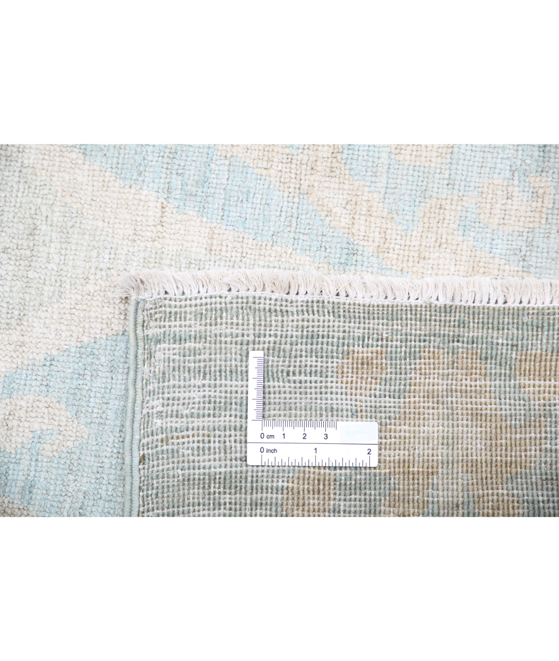 Hand Knotted Ikat Wool Rug - 11'4'' x 14'2'' 11'4'' x 14'2'' (340 X 425) / Blue / Blue