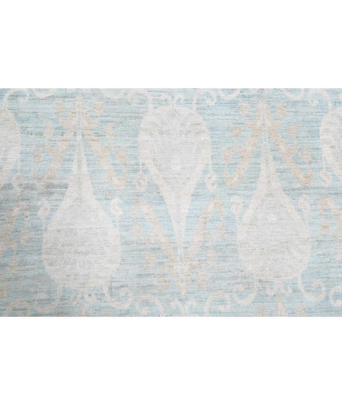 Hand Knotted Ikat Wool Rug - 11'4'' x 14'2'' 11'4'' x 14'2'' (340 X 425) / Blue / Blue
