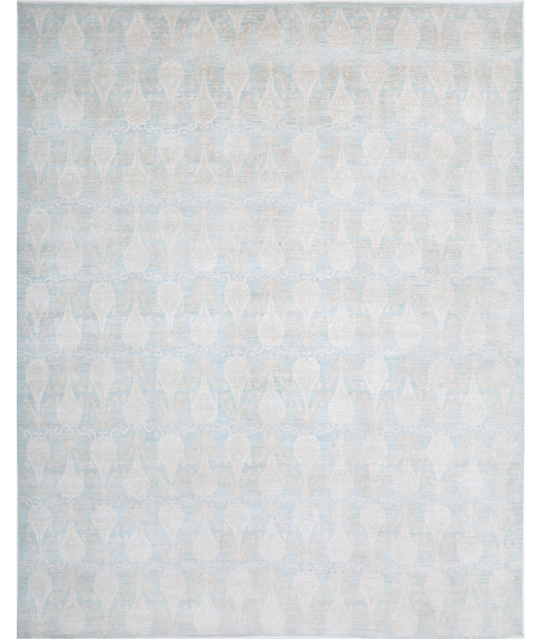 Hand Knotted Ikat Wool Rug - 11&#39;4&#39;&#39; x 14&#39;2&#39;&#39; 11&#39;4&#39;&#39; x 14&#39;2&#39;&#39; (340 X 425) / Blue / Blue