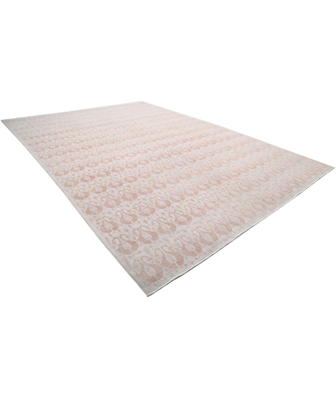 Hand Knotted Ikat Wool Rug - 12'1'' x 17'5'' 12'1'' x 17'5'' (363 X 523) / Ivory / Pink