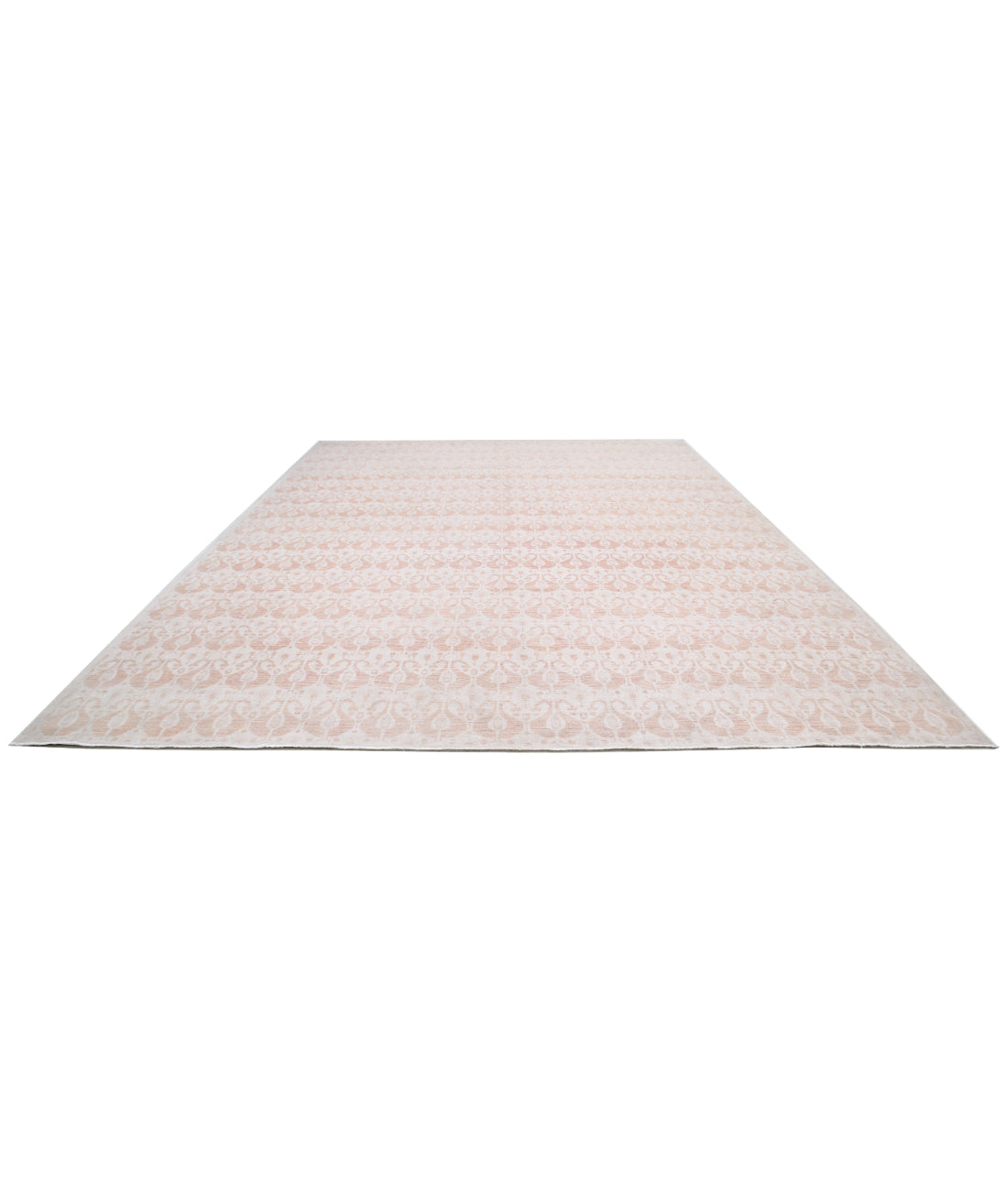 Hand Knotted Ikat Wool Rug - 12'1'' x 17'5'' 12'1'' x 17'5'' (363 X 523) / Ivory / Pink