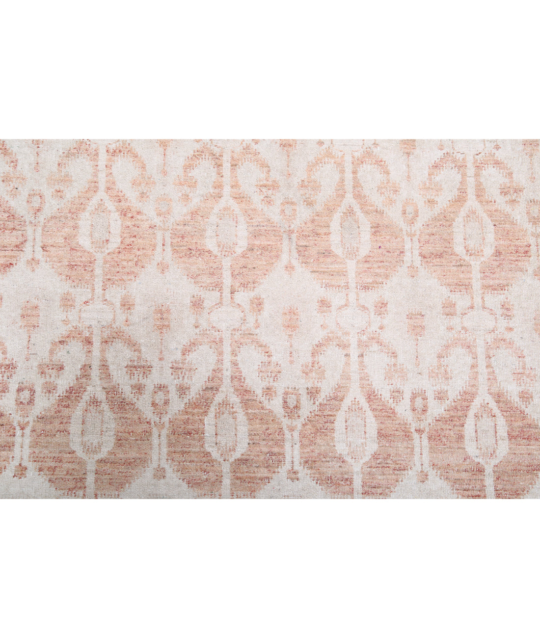 Hand Knotted Ikat Wool Rug - 12'1'' x 17'5'' 12'1'' x 17'5'' (363 X 523) / Ivory / Pink