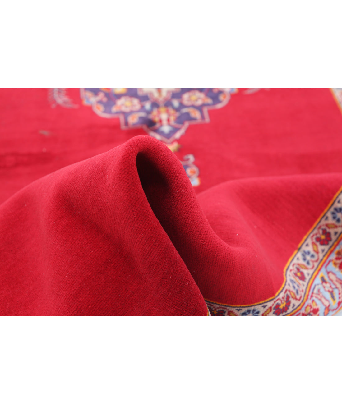 Hand Knotted Persian Kashan Wool Rug - 3'5'' x 12'3'' 3'5'' x 12'3'' (103 X 368) / Red / Blue