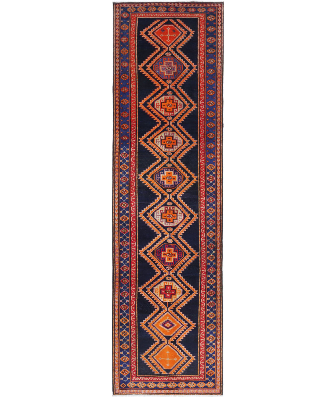Hand Knotted Oriental Hamadan Wool Rug - 4'2'' x 16'0''