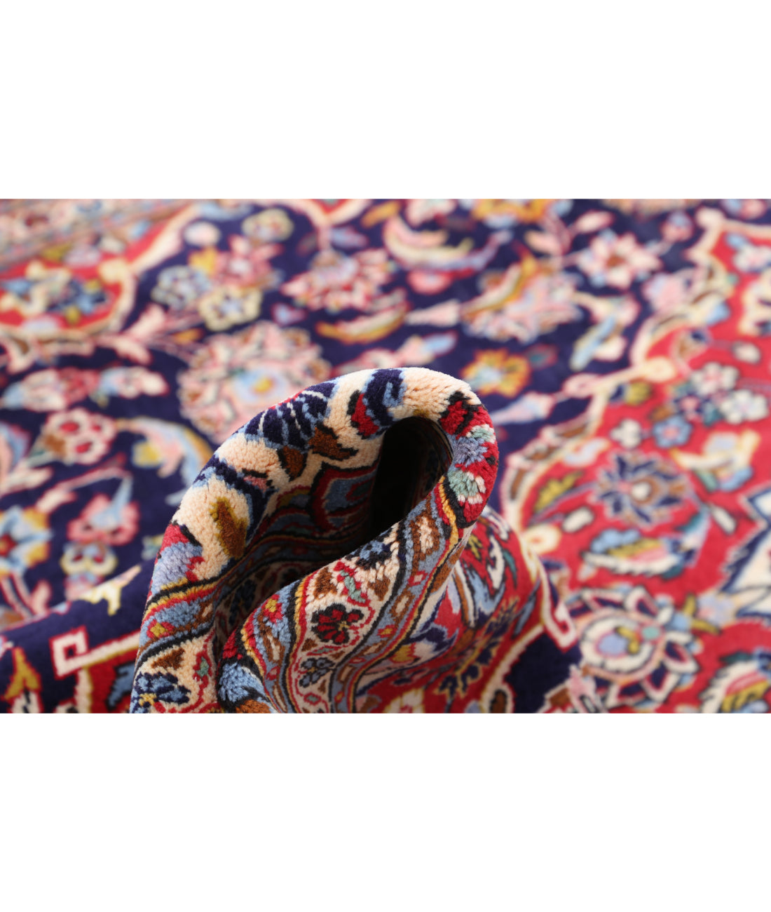 Hand Knotted Persian Kashan Wool Rug - 6'5'' x 10'3'' 6'5'' x 10'3'' (193 X 308) / Blue / Red