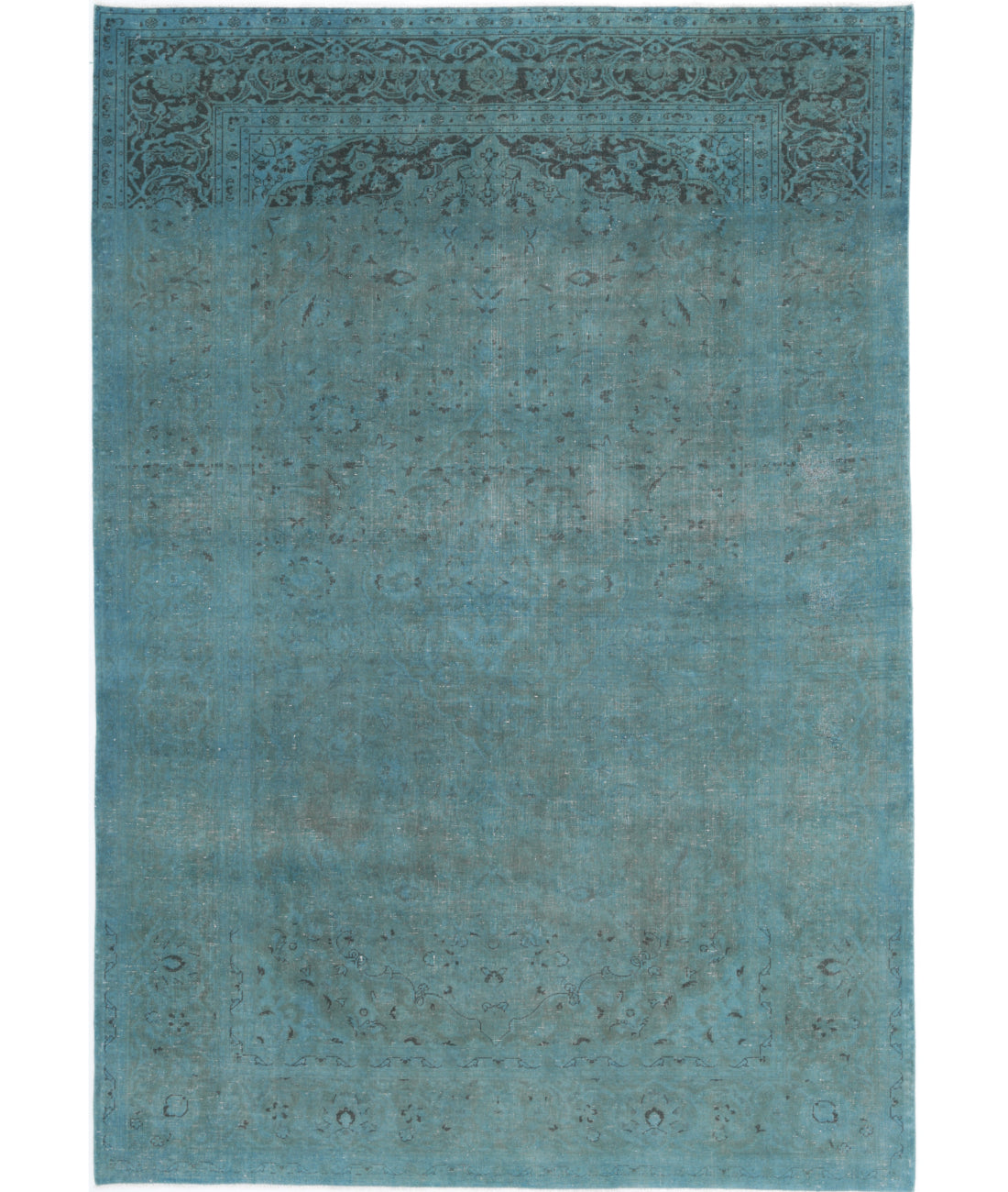 Hand Knotted Transitional Overdye Kashan Wool Rug - 6&#39;8&#39;&#39; x 10&#39;0&#39;&#39; 6&#39;8&#39;&#39; x 10&#39;0&#39;&#39; (200 X 300) / Teal / Charcoal