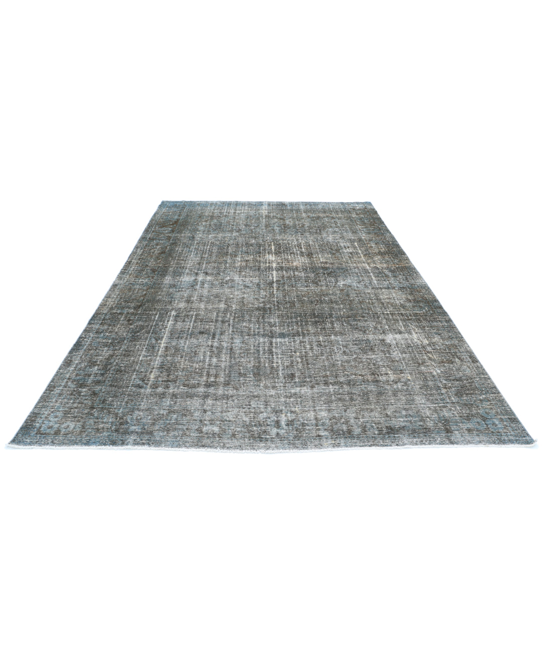 Hand Knotted Vintage Distressed Persian Kashan Wool Rug - 7'3'' x 11'2'' 7'3'' x 11'2'' (218 X 335) / Blue / Charcoal