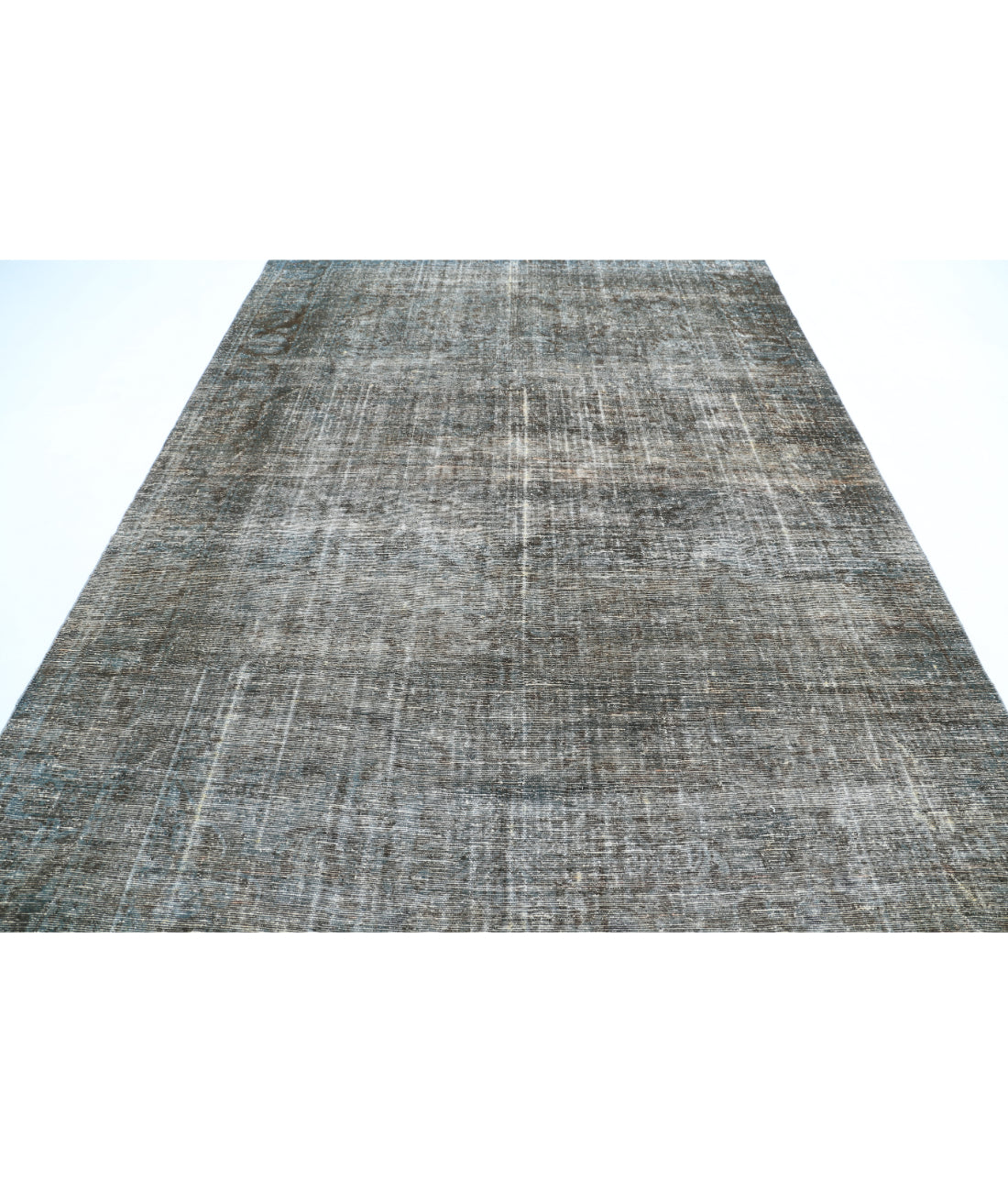 Hand Knotted Vintage Distressed Persian Kashan Wool Rug - 7'3'' x 11'2'' 7'3'' x 11'2'' (218 X 335) / Blue / Charcoal