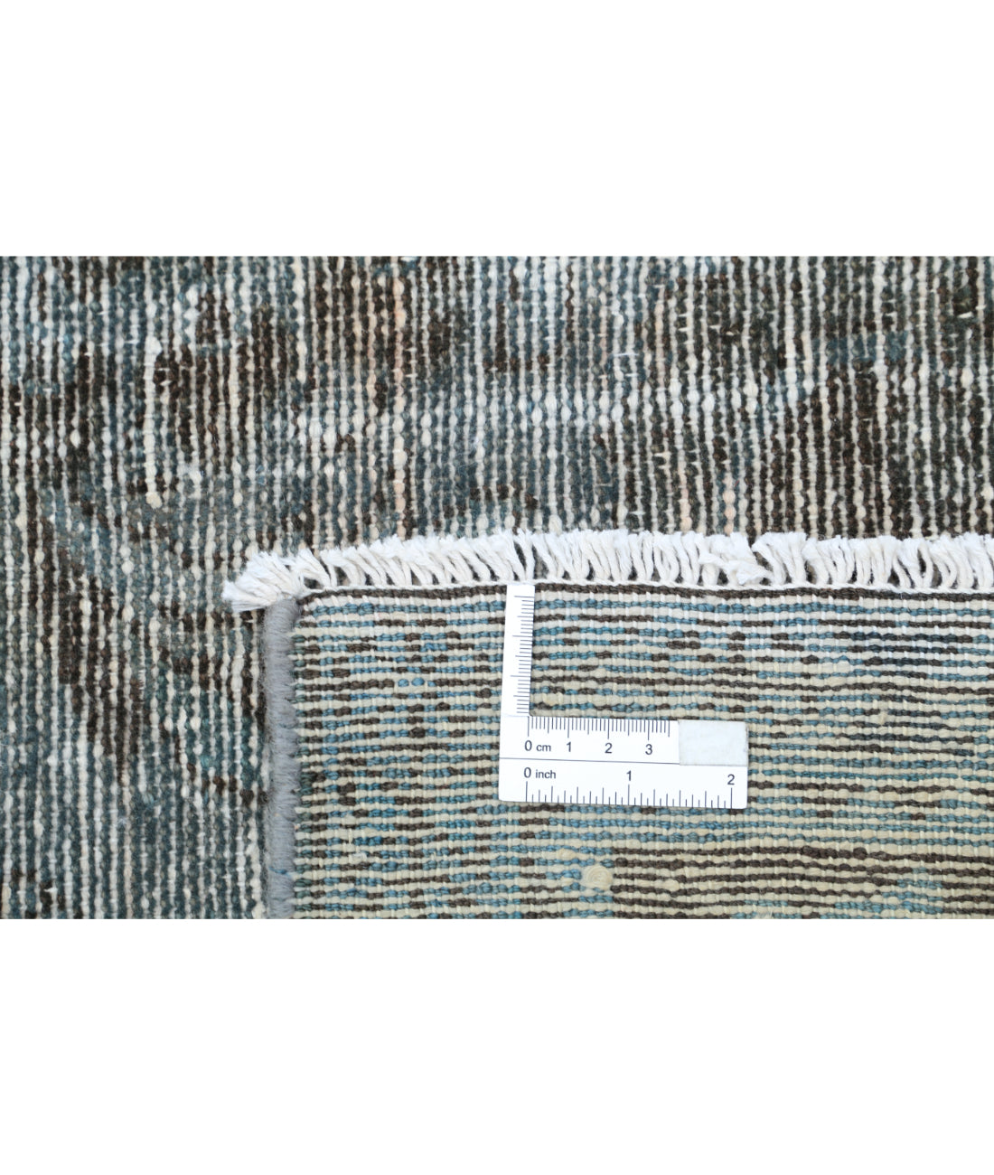 Hand Knotted Vintage Distressed Persian Kashan Wool Rug - 7'3'' x 11'2'' 7'3'' x 11'2'' (218 X 335) / Blue / Charcoal