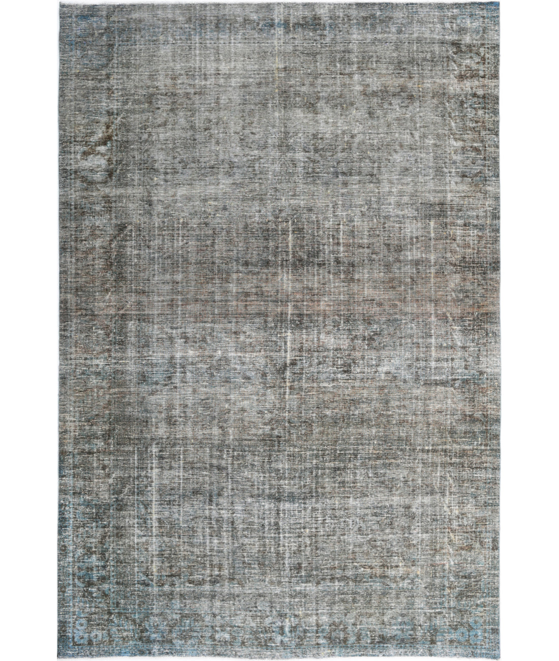 Hand Knotted Vintage Distressed Oriental Kashan Wool Rug - 7'3'' x 11'2''
