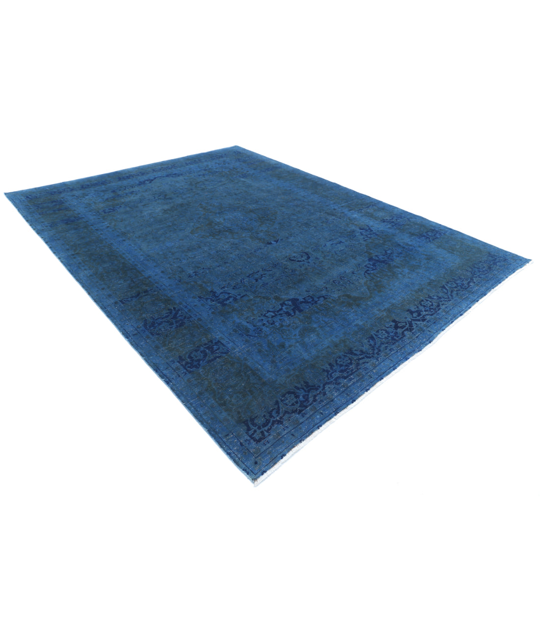 Hand Knotted Transitional Overdye Kashan Wool Rug - 8'2'' x 11'0'' 8'2'' x 11'0'' (245 X 330) / Blue / Blue