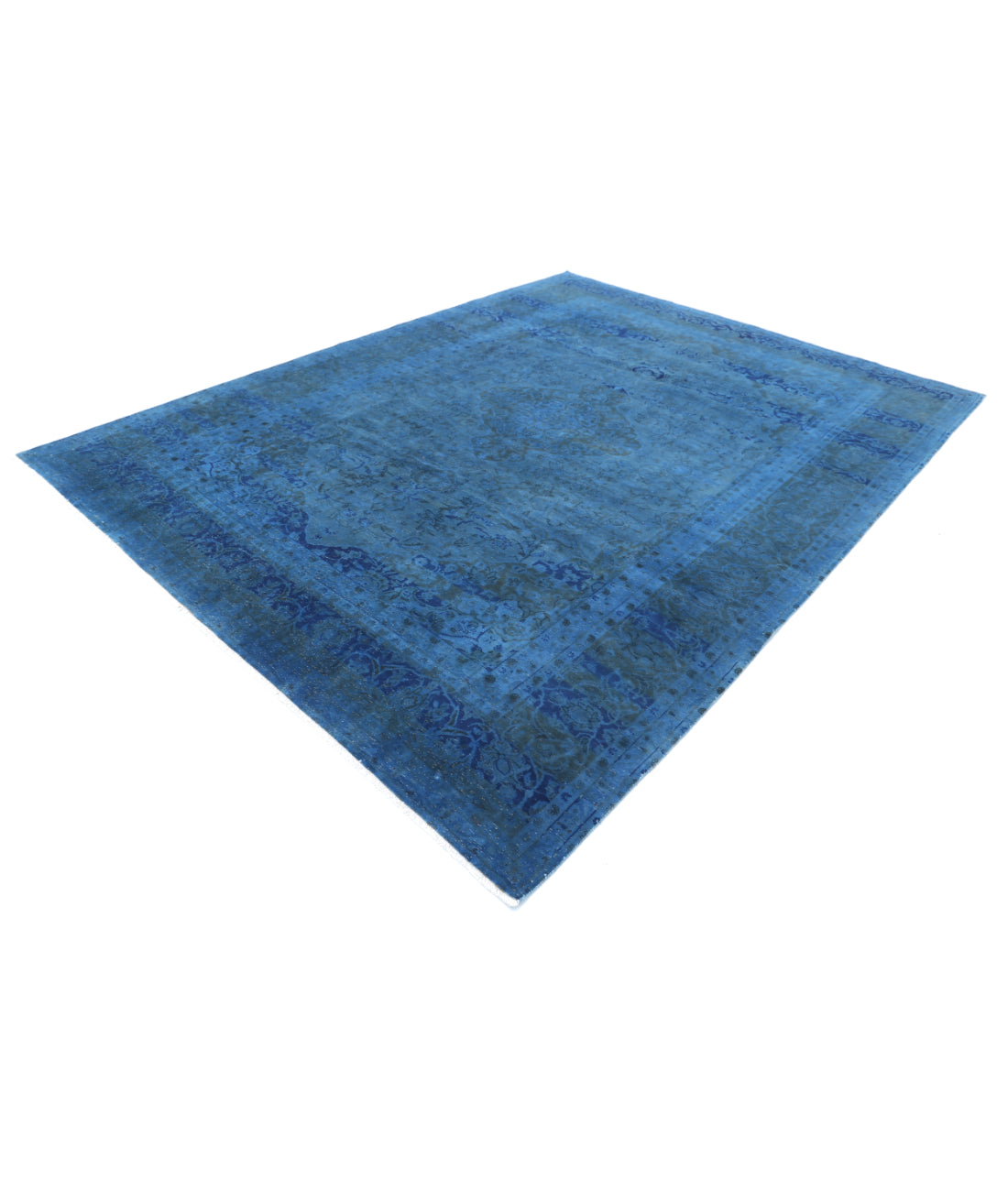 Hand Knotted Transitional Overdye Kashan Wool Rug - 8'2'' x 11'0'' 8'2'' x 11'0'' (245 X 330) / Blue / Blue