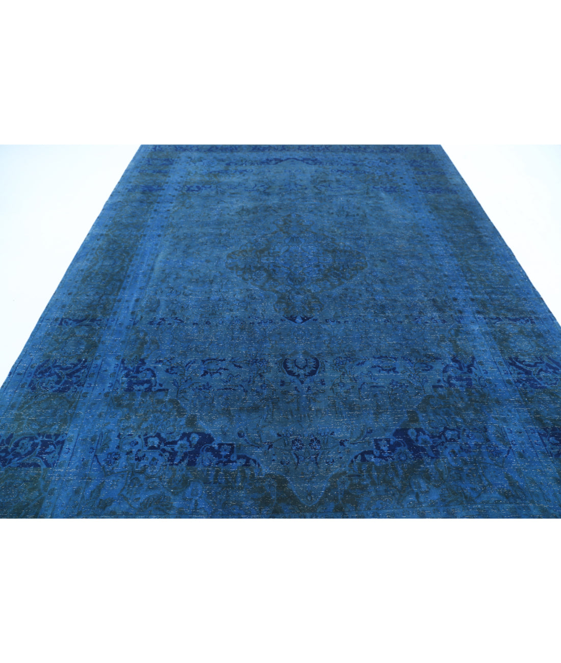 Hand Knotted Transitional Overdye Kashan Wool Rug - 8'2'' x 11'0'' 8'2'' x 11'0'' (245 X 330) / Blue / Blue