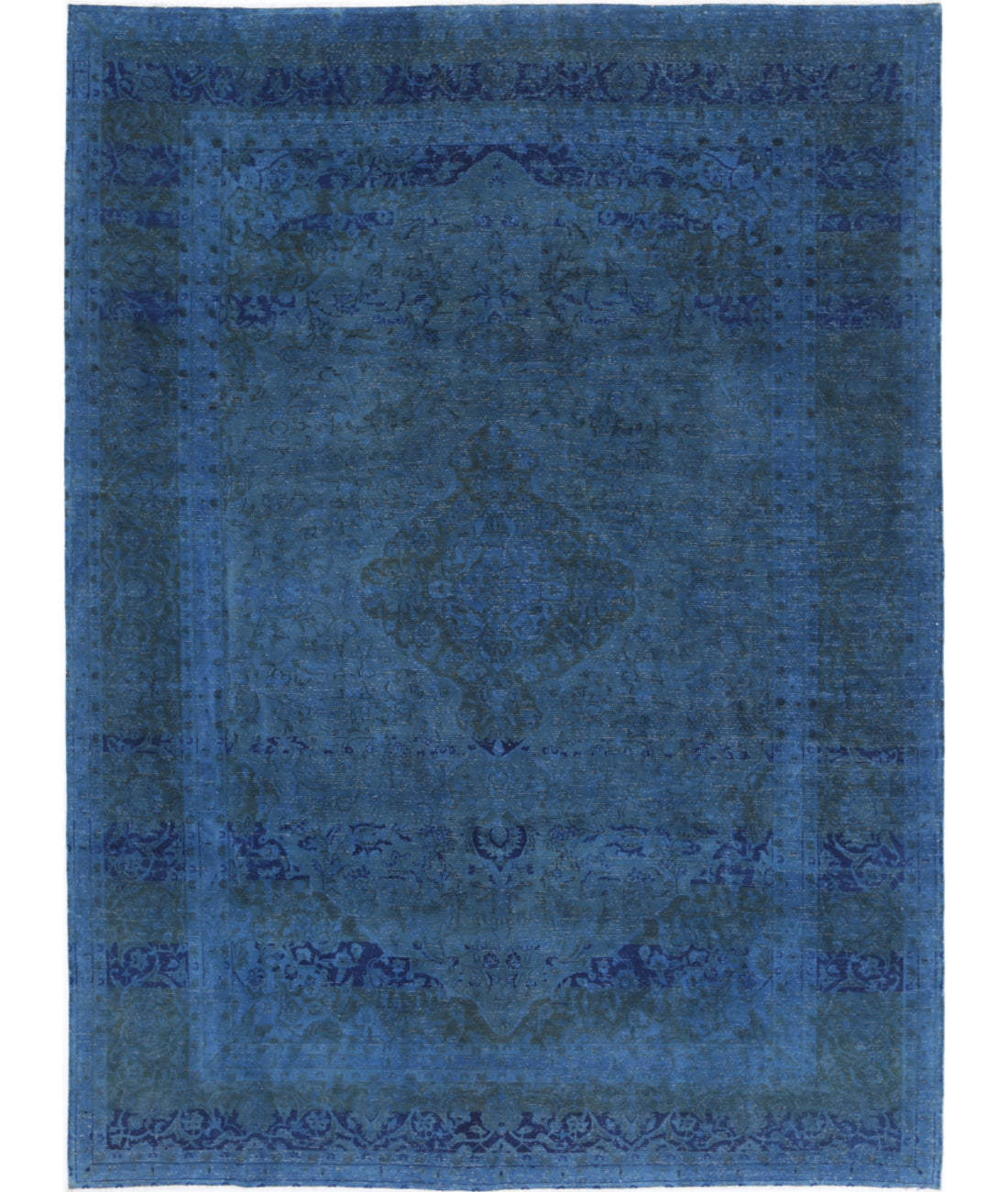 Hand Knotted Transitional Overdye Kashan Wool Rug - 8&#39;2&#39;&#39; x 11&#39;0&#39;&#39; 8&#39;2&#39;&#39; x 11&#39;0&#39;&#39; (245 X 330) / Blue / Blue