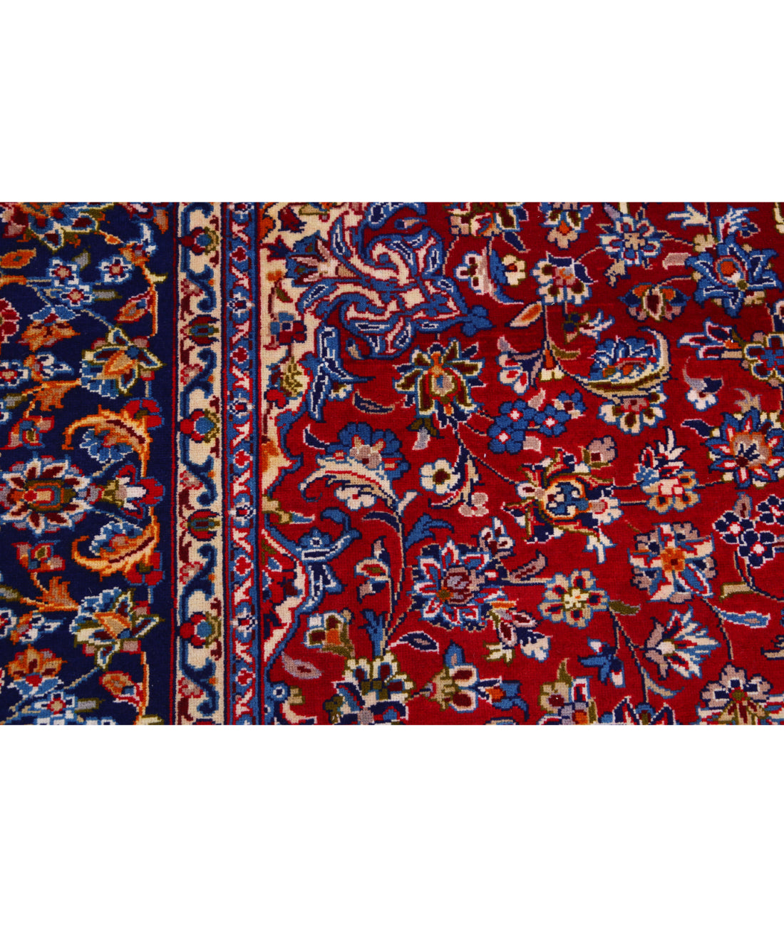 Hand Knotted Persian Kashan Wool Rug - 8'0'' x 12'0'' 8'0'' x 12'0'' (240 X 360) / Red / Blue