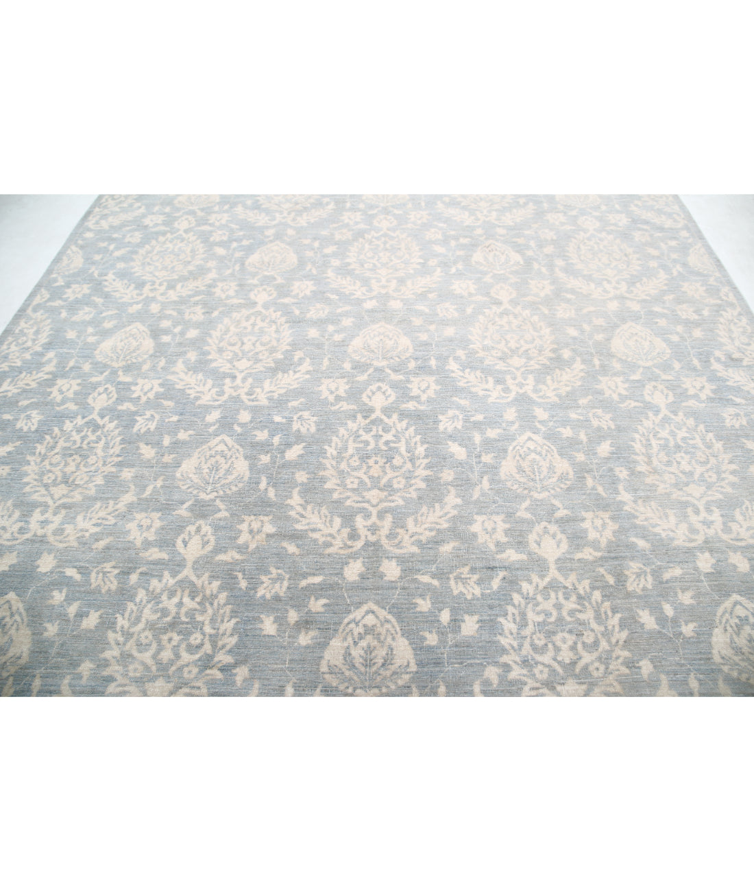 Hand Knotted Artemix Wool Rug - 9'0'' x 11'11'' 9'0'' x 11'11'' (270 X 358) / Blue / Ivory