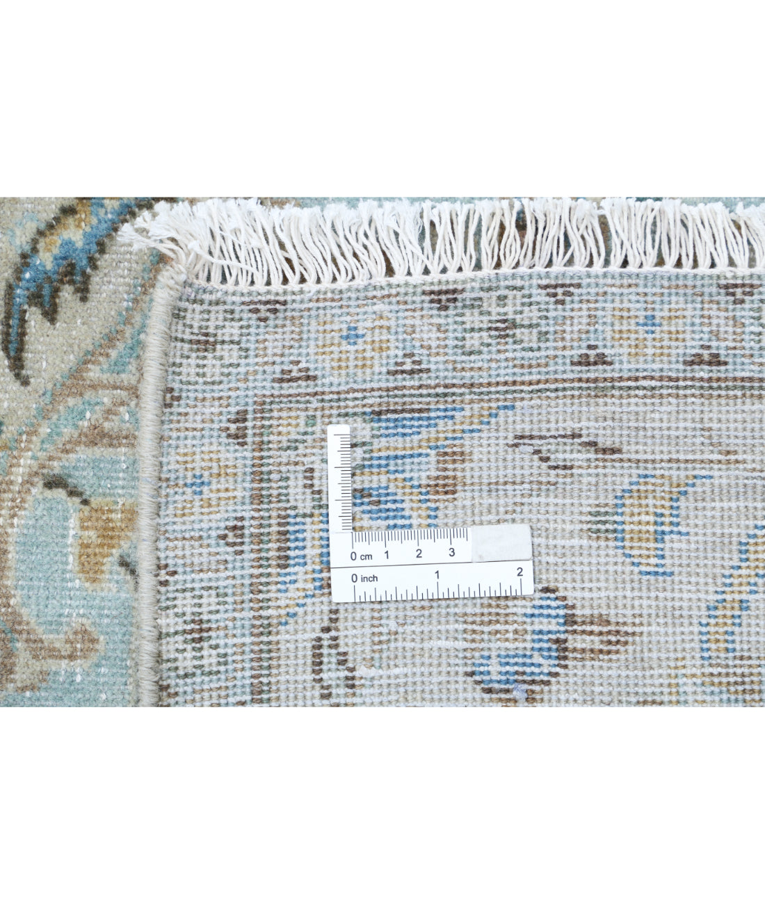 Hand Knotted Vintage Persian Kashan Wool Rug - 8'7'' x 12'7'' 8'7'' x 12'7'' (258 X 378) / Ivory / Blue