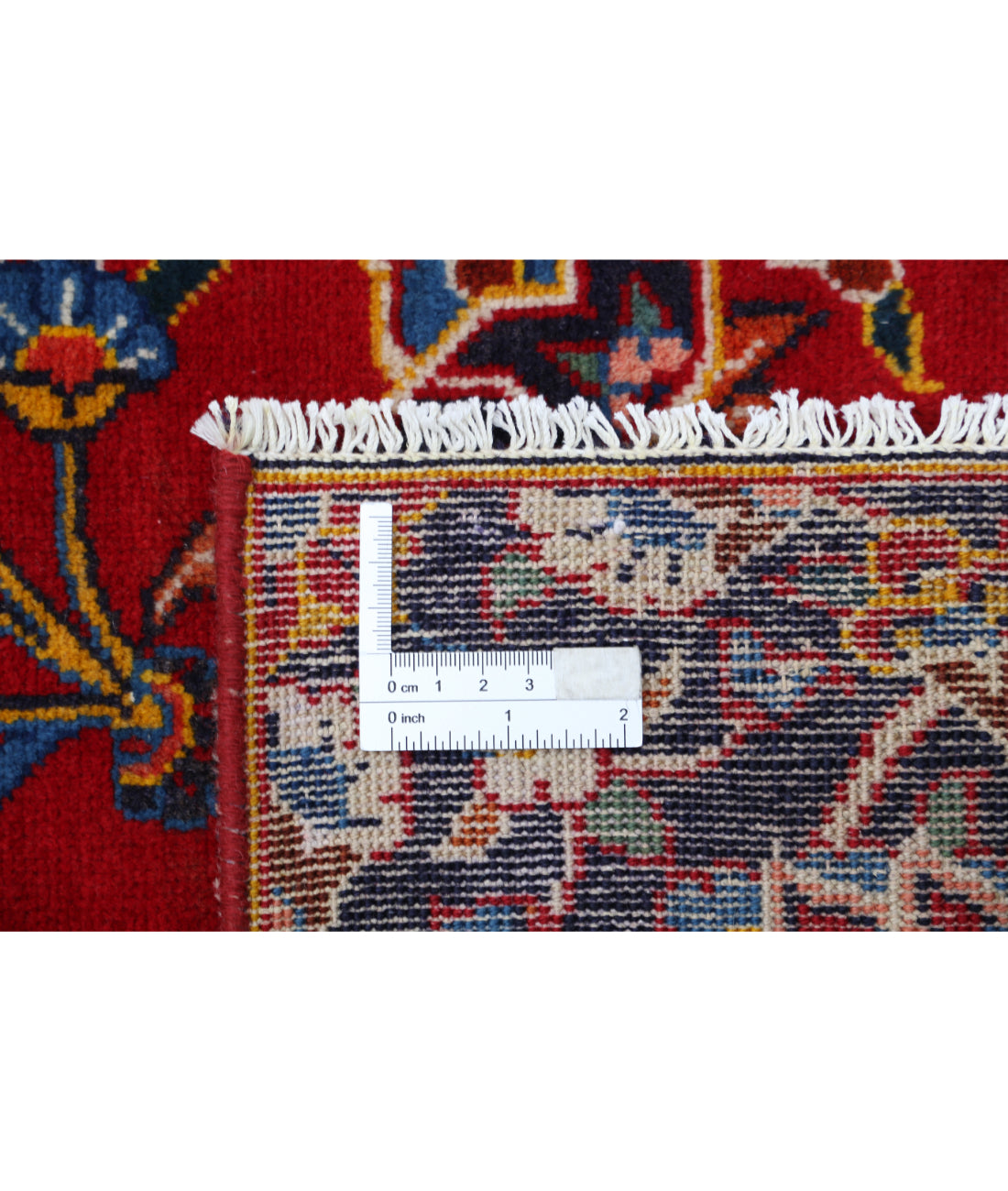 Hand Knotted Persian Kashan Wool Rug - 9'1'' x 12'9'' 9'1'' x 12'9'' (273 X 383) / Red / Blue