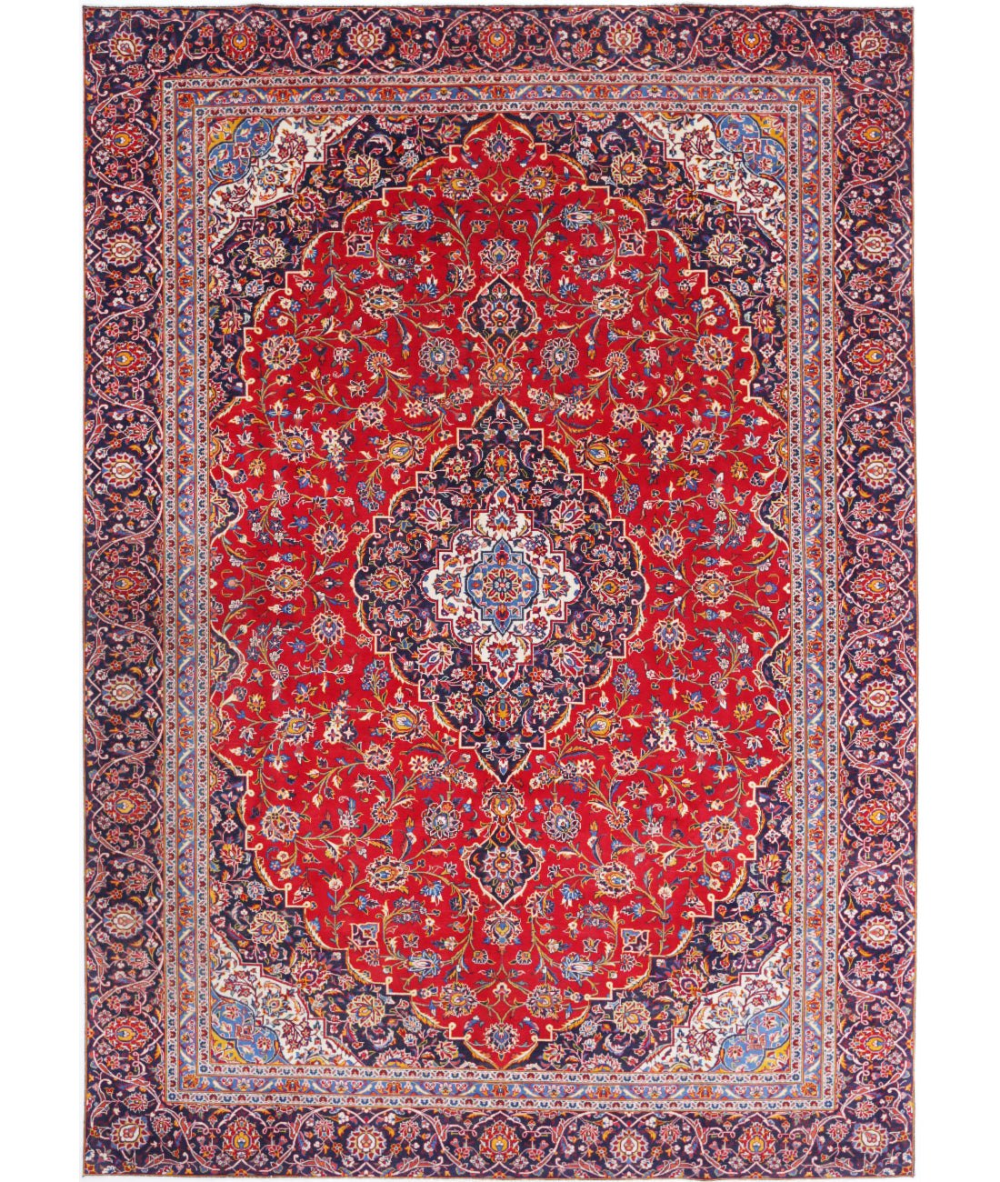 Hand Knotted Oriental Kashan Wool Rug - 9'1'' x 12'9''