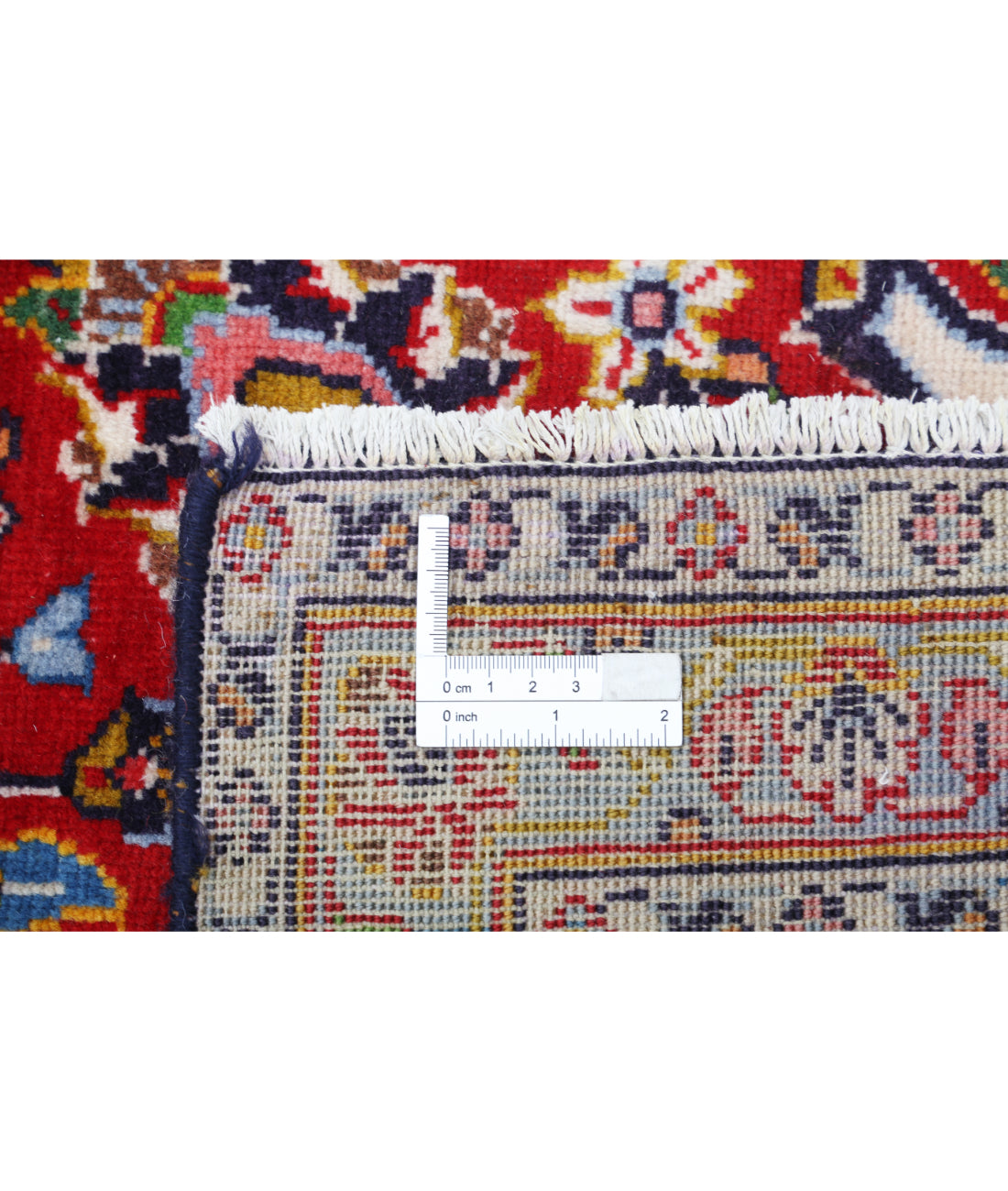 Hand Knotted Persian Kashan Wool Rug - 9'0'' x 13'2'' 9'0'' x 13'2'' (270 X 395) / Blue / Red